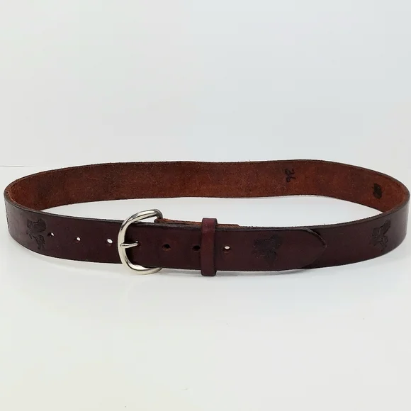 SINCERE Vintage Hand-Crafted Brown Leather Belt 36 - Picture 3 of 13
